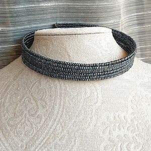Gunmetal wired beaded choker